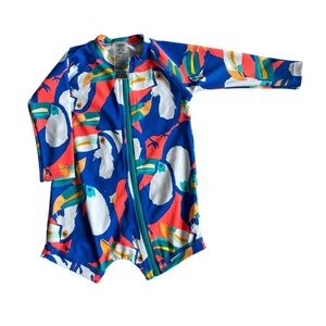 Bonds Blue Toucan Print Long-Sleeve Swim Rashguard